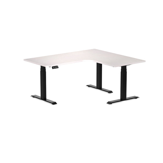 Almost Perfect Desky L-Shape Melamine Sit Stand Desk-White Alaskan Desky®