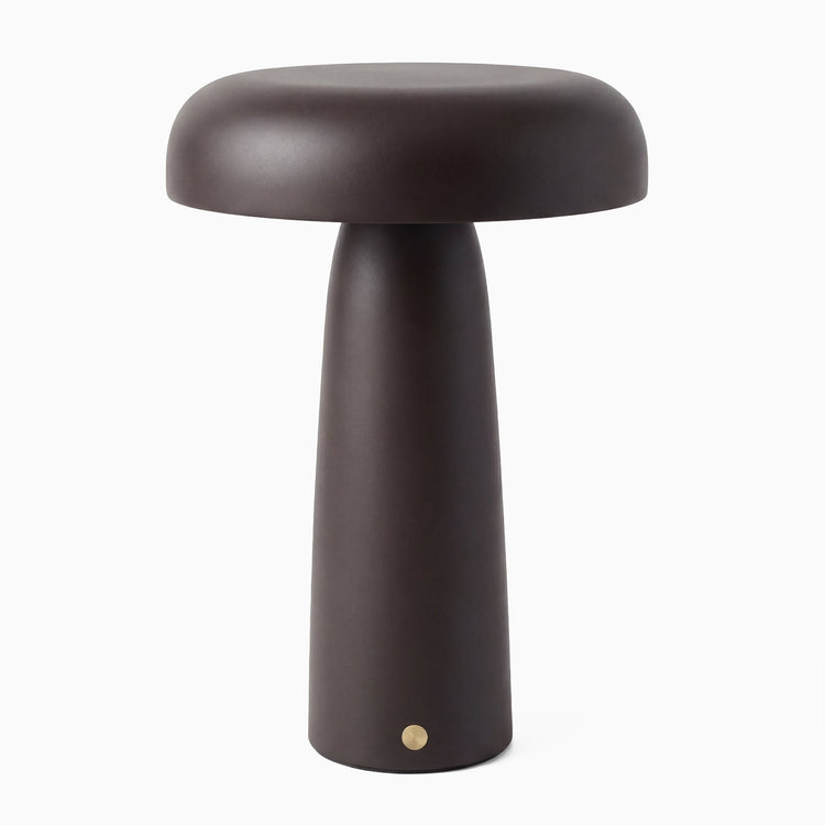 Cable free dark walnut mushroom rechargeable lamp
