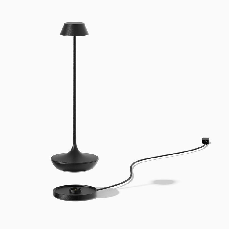 Desky nimbus rechargeable desk lamp with charging dock in black