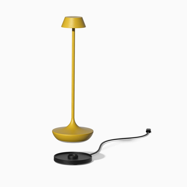 Desky nimbus rechargeable desk lamp with charging dock in yellow