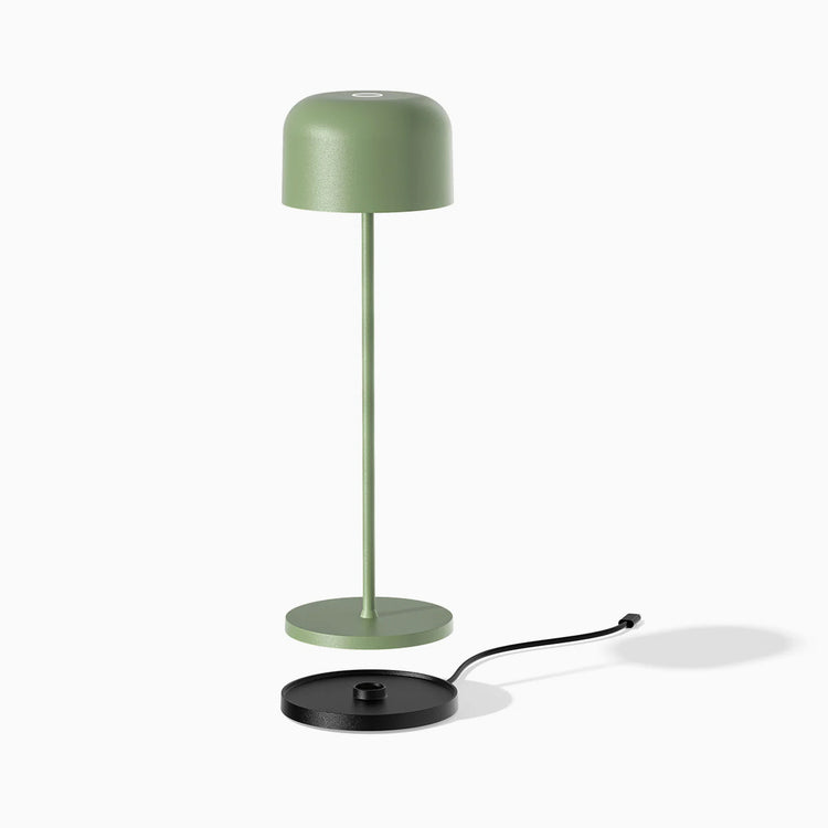 Deky orbit desk lamp in sage green with charging dock