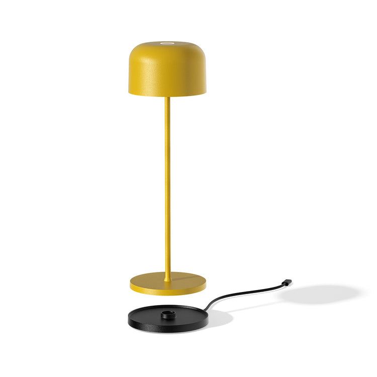 Desky rechargeable orbit desk lamp with magnetic charging dock in yellow
