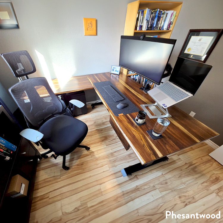 Desky Hardwood L-Shape Sit Stand Desk-Desky® Australia