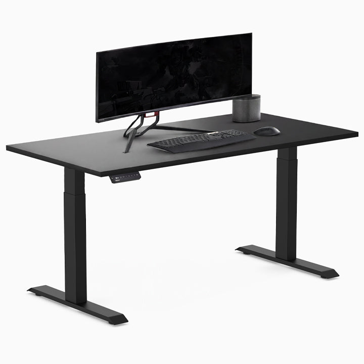 Black single sit stand gaming desk - Desky