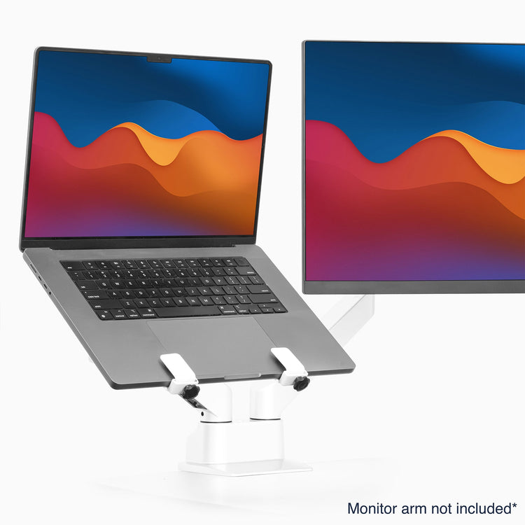 Universal laptop mount attached to monitor arm