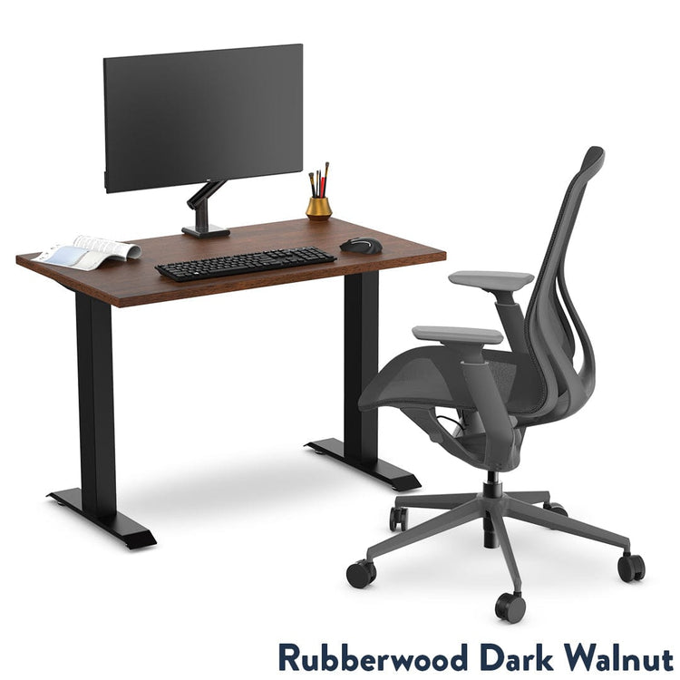 Desky fixed mini desk rubberwood dark walnut pc setup