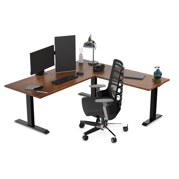 Desky Zero Rubberwood L-Shape Office Desk-Walnut Desky®