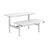 back to back sit stand workstation white desk top white legs