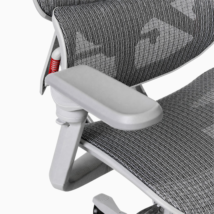 white contourra ergonomic chair with adjustable arms
