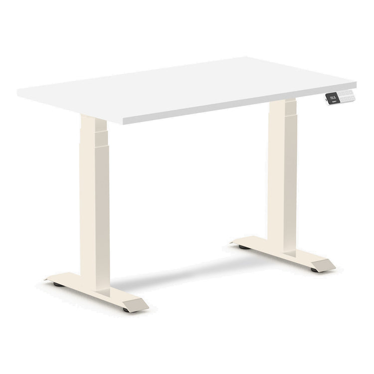 Desky Dual Mini Sit Stand Desk White / 1000x600mm / Wheat