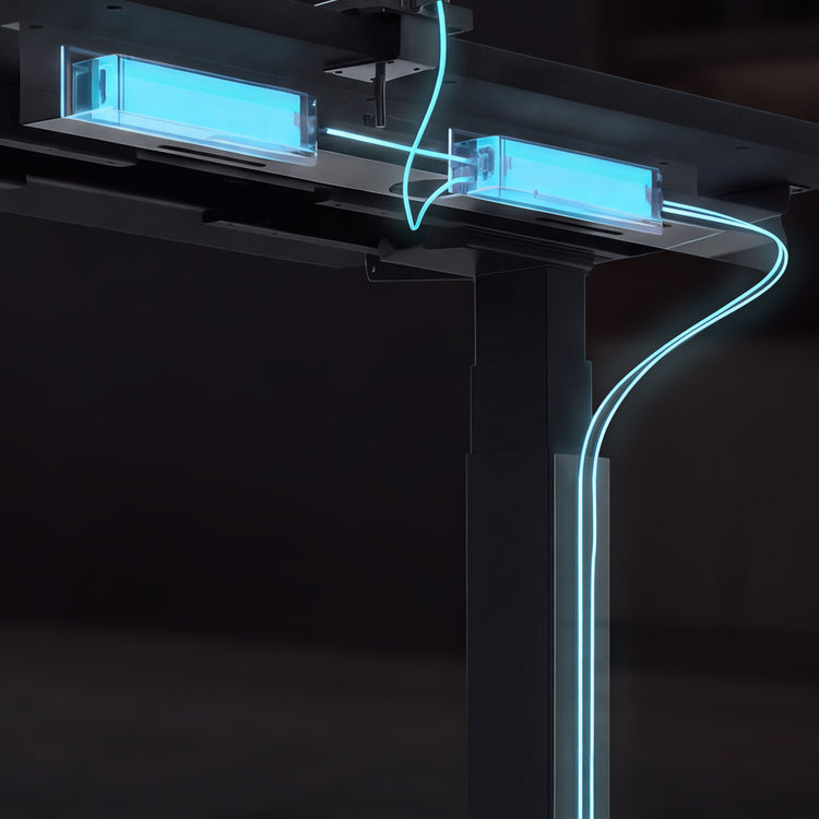Desk cable management set up with magnetic cable management
