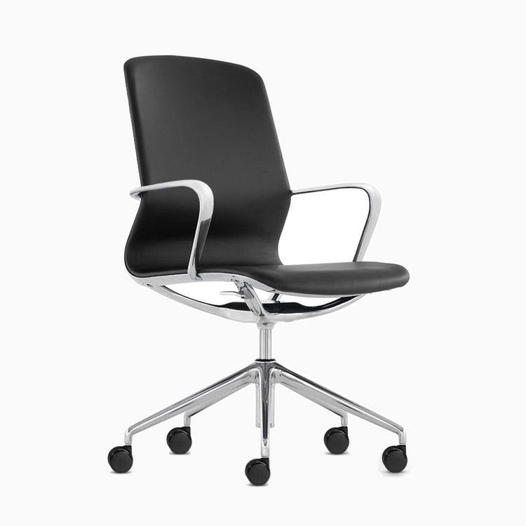 Desky executive meeting chair in black leather