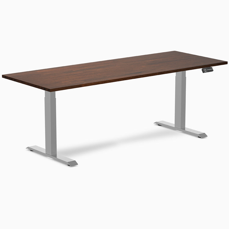 Almost Perfect Desky Dual Rubberwood Sit Stand Desk-Red Walnut Desky®