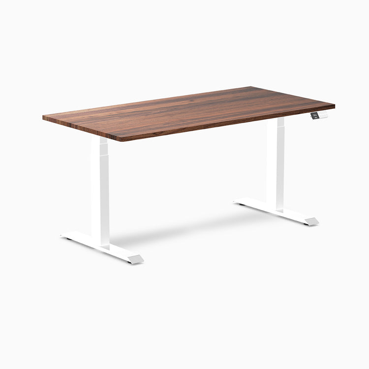 Desky standing desk 1500mm walnut hardwood white legs