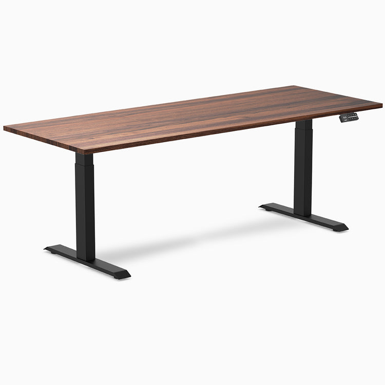 Desky standing desk 2000mm walnut hardwood black legs
