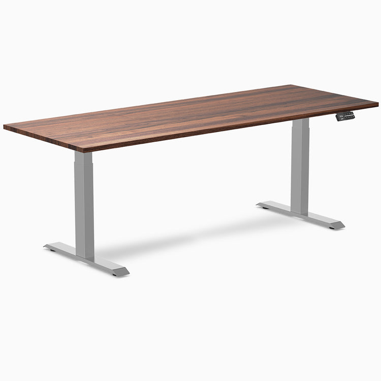 Desky standing desk 2000mm walnut hardwood grey legs