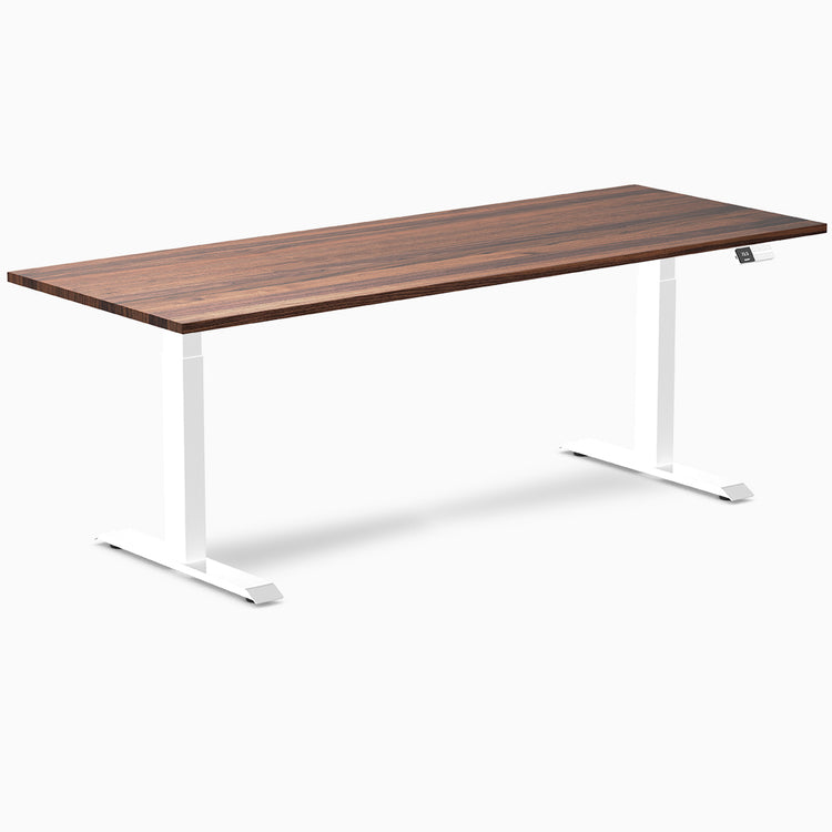 Desky standing desk 2000mm walnut hardwood white legs