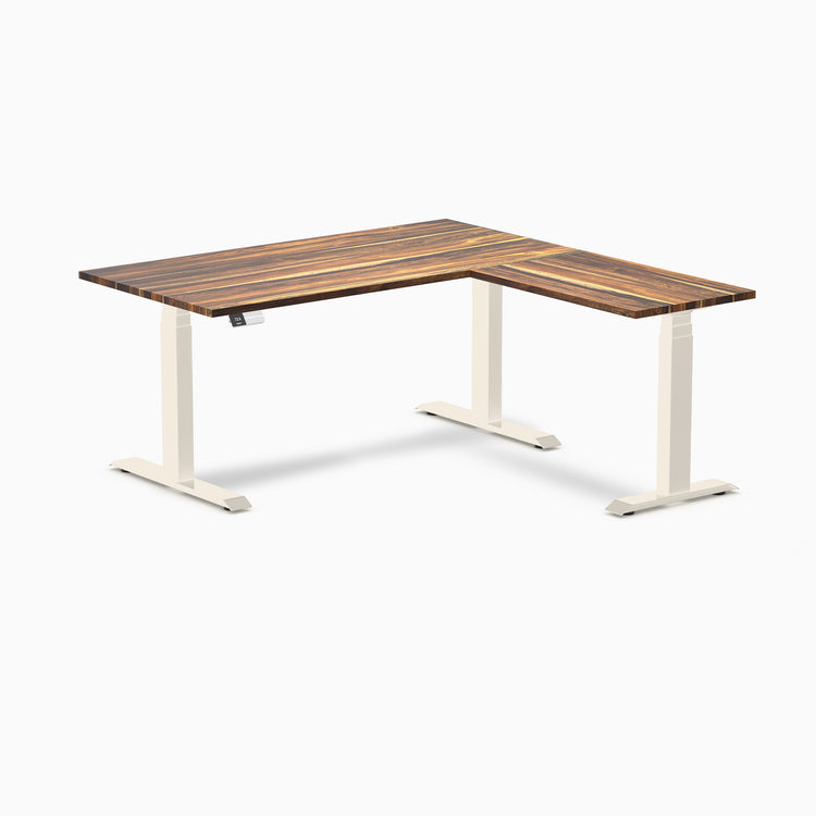 Desky Hardwood L-Shape Sit Stand Desk