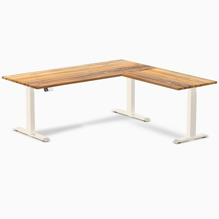 Desky Hardwood L-Shape Sit Stand Desk