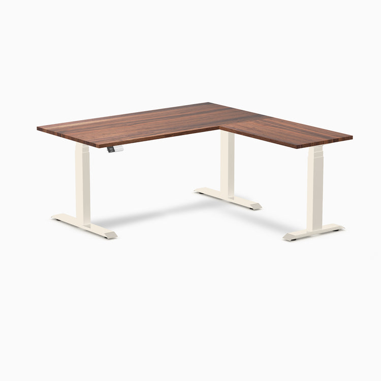 Desky Hardwood L-Shape Sit Stand Desk