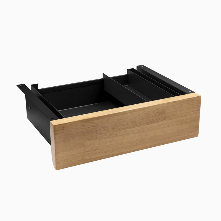 Desky Minimal Under Desk Drawer - Light Oak Rubberwood Black Frame