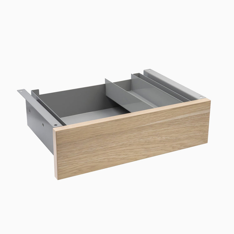 Desky Minimal Under Desk Drawer - Classic Oak Melamine Grey Frame