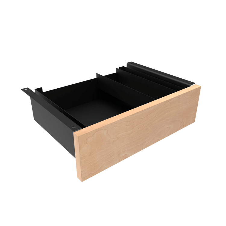 Almost Perfect Desky Minimal Under Desk Drawer - Curly Birch Melamine Black Frame