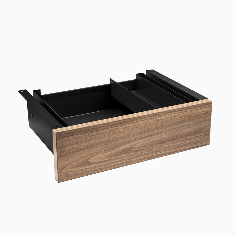 Desky Minimal Under Desk Drawer - Natural Walnut Melamine Black Frame