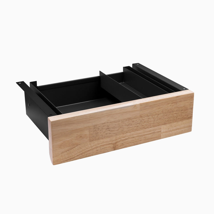 Desky Minimal Under Desk Drawer - Natural Walnut Rubberwood Black Frame