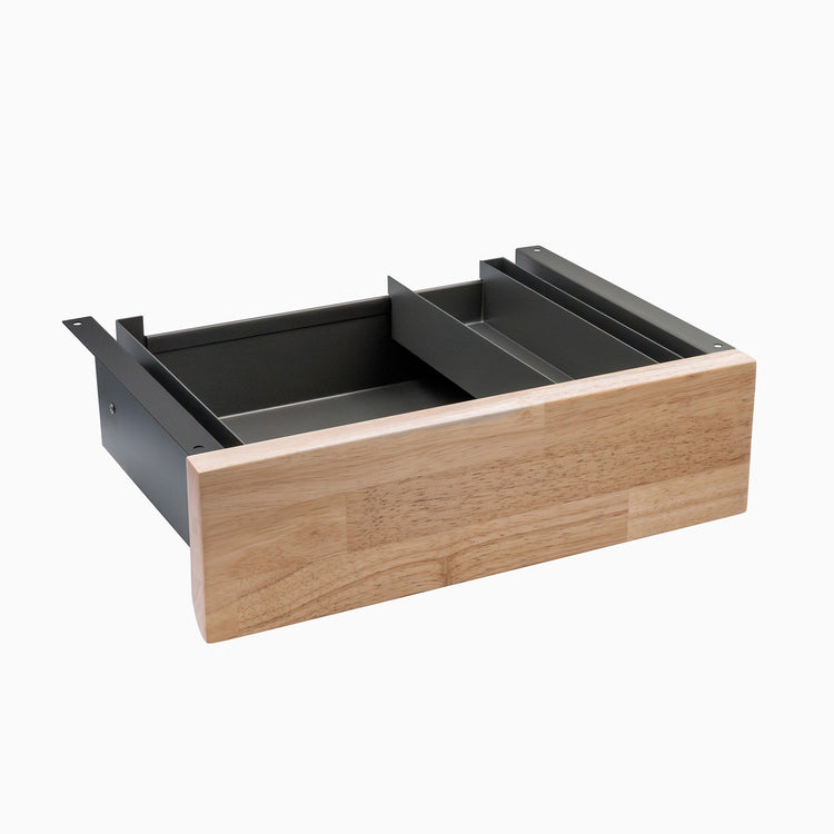 Desky Minimal Under Desk Drawer - Natural Walnut Rubberwood Space Grey Frame
