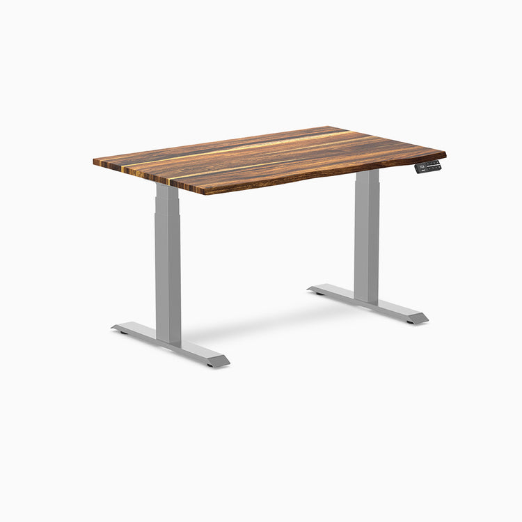Desky standing desk 1200mm pheasantwood hardwood grey legs