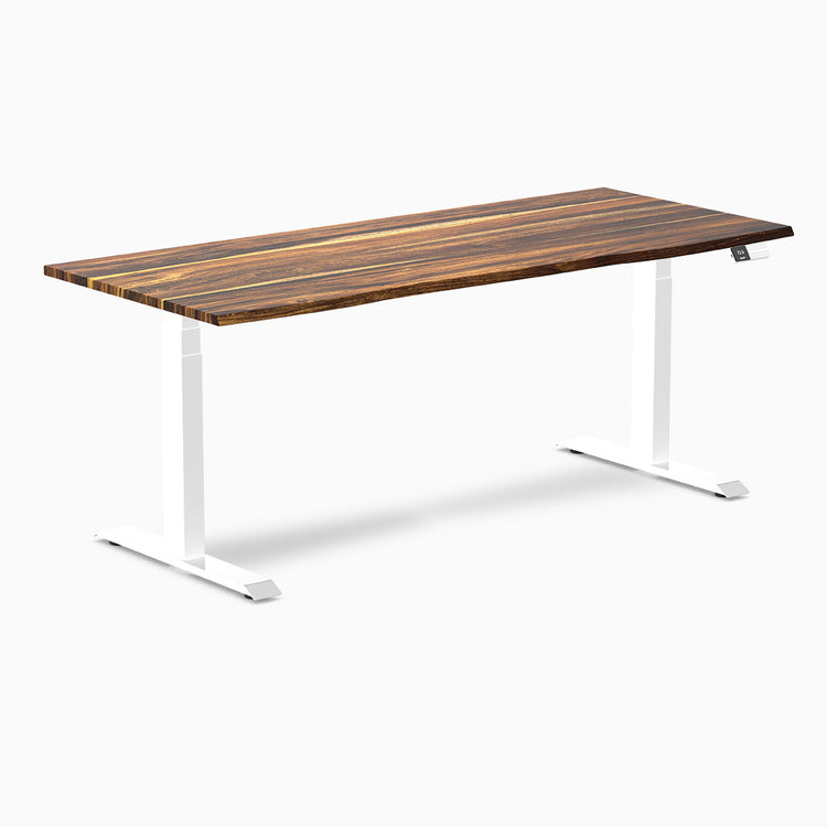 Desky standing desk 1800mm pheasantwood hardwood white legs