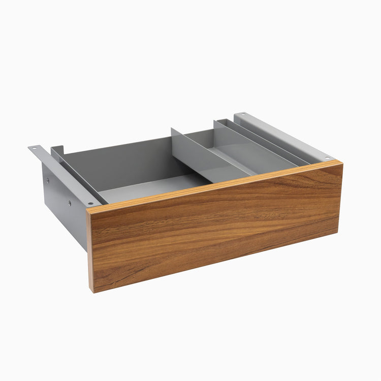 Desky Minimal Under Desk Drawer - Prime Oak Melamine Grey Frame