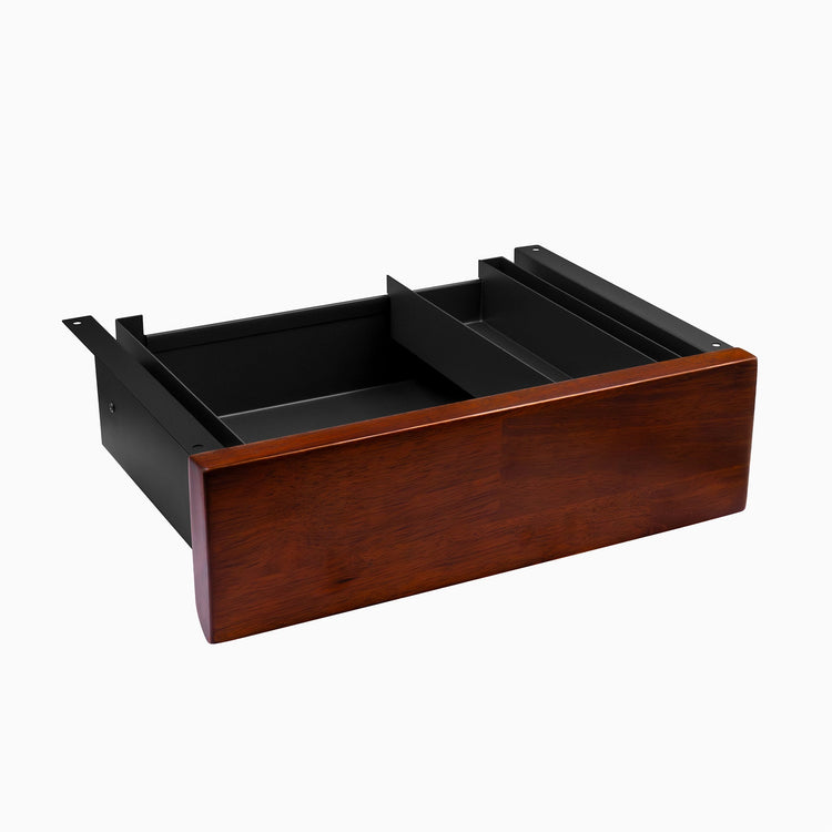 Almost Perfect Desky Minimal Under Desk Drawer - Red Walnut Rubberwood Black Frame