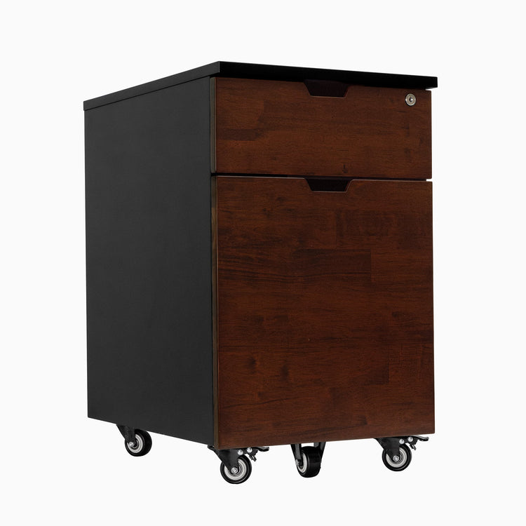Rubberwood Red Walnut Black minimal filing cabinet