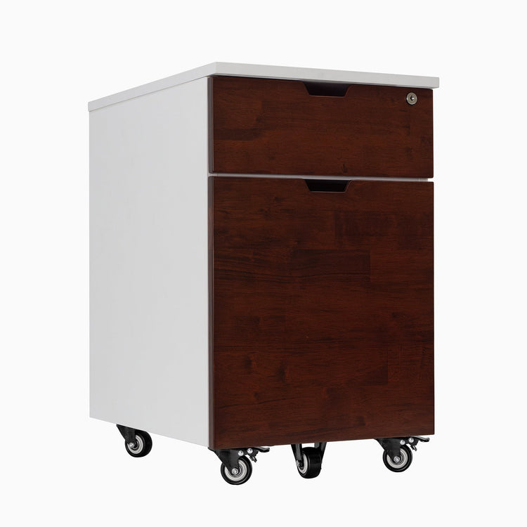 Rubberwood Red Walnut white minimal filing cabinet