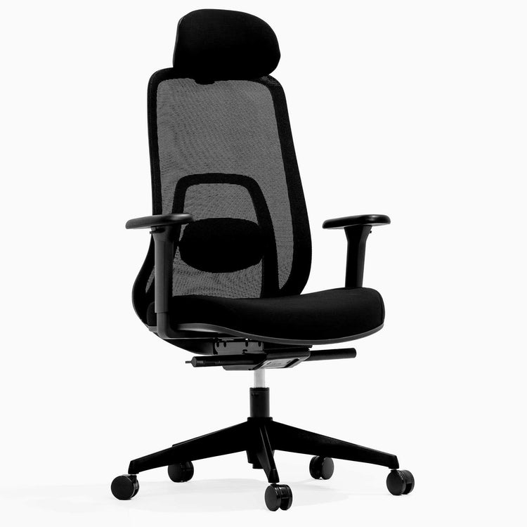 Black regal mesh office chair with headrest - Desky