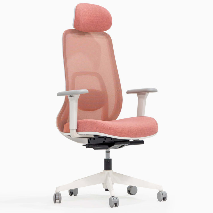 Ergonomic mesh office chair in coral orange