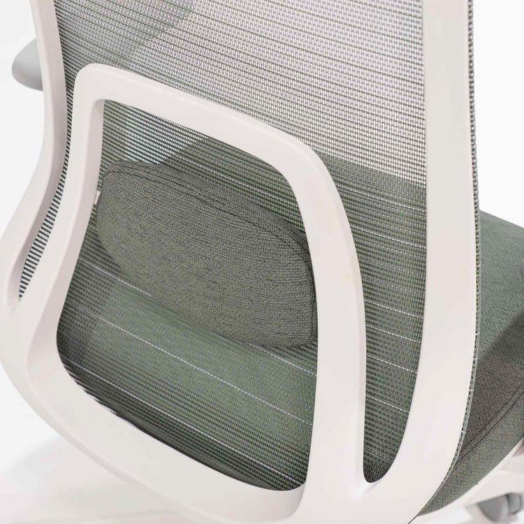 Adjustable lumbar support chair in sage green - Desky