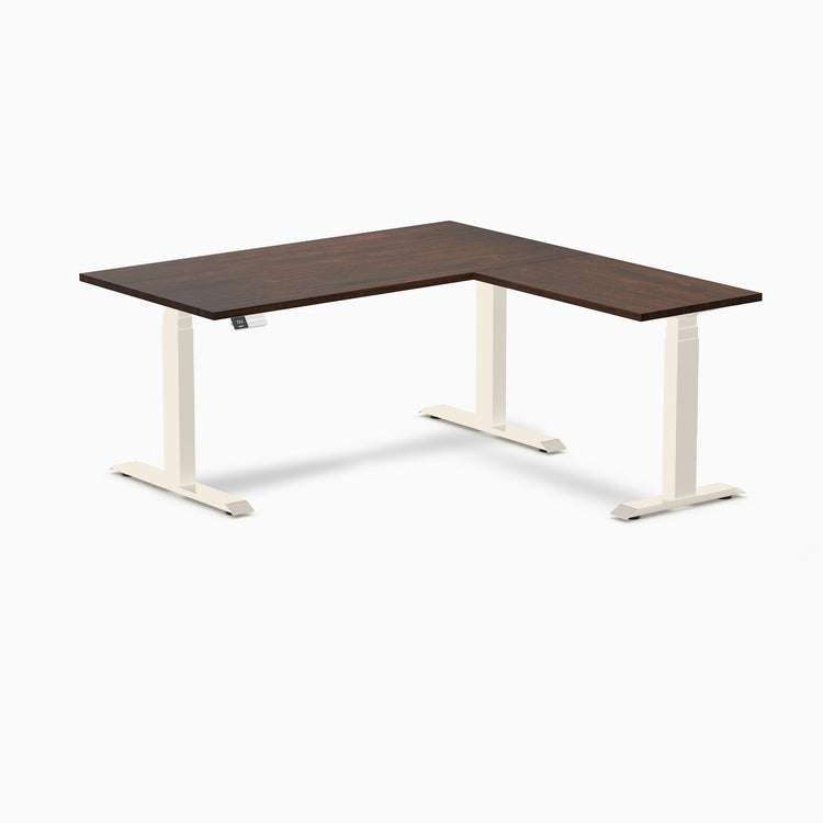Desky Rubberwood L-Shape Sit Stand Desk