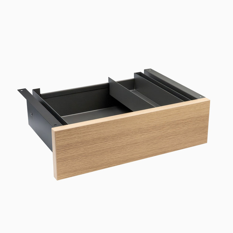 Desky Minimal Under Desk Drawer - Sublime Teak Melamine Space Grey Frame