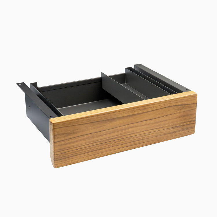 Desky Minimal Under Desk Drawer - Teak Hardwood Space Grey Frame