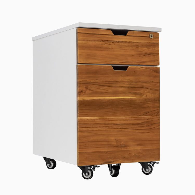 Hardwood teak white minimal filing cabinet