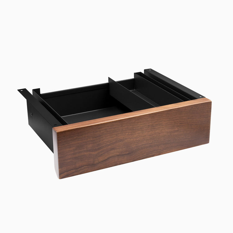 Desky Minimal Under Desk Drawer - Walnut Hardwood Black Frame