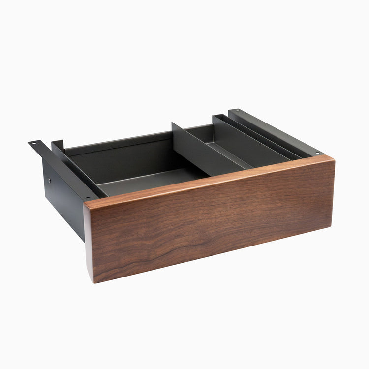 Desky Minimal Under Desk Drawer - Walnut Hardwood Space Grey Frame