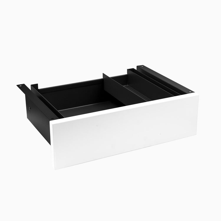 Desky Minimal Under Desk Drawer - White Melamine Black Frame