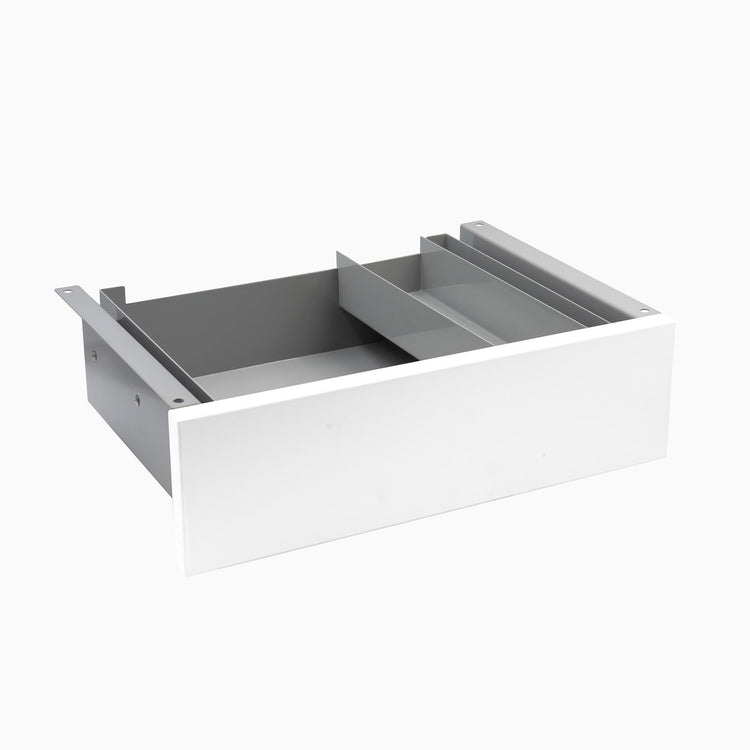 Desky Minimal Under Desk Drawer - White Melamine Grey Frame