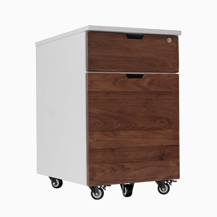 Hardwood walnut white minimal filing cabinet