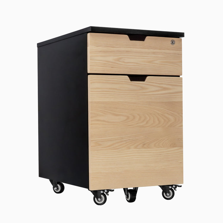 Hardwood white ash Black minimal filing cabinet