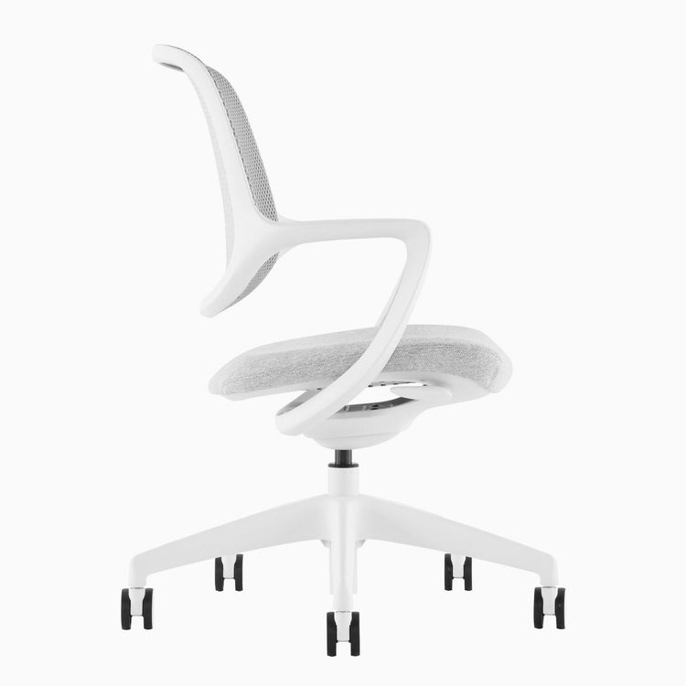 Height adjustable office desk chair white